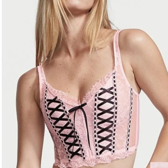 Victoria's Secret Other - NWT Victorias‎ Secret Dream Angels Lace Up Corset Bralette Pink Small Coquette